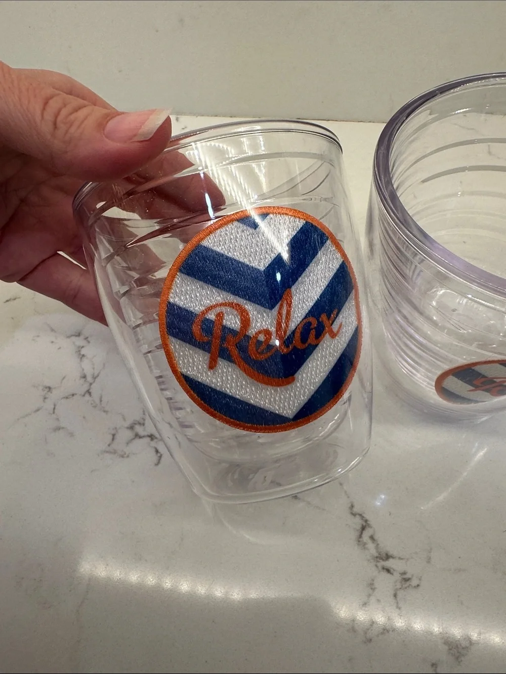 TERVIS “Relax” Double Wall Tumbler - Clear with Blue & Orange Accent